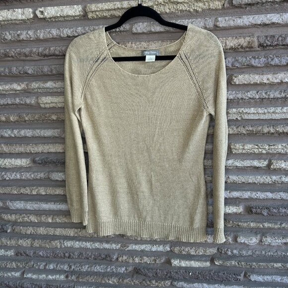 Tommy Bahama Linen Blend Lightweight Camel Tan Sweater Size Small - Picture 5 of 6